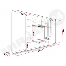 Large Living Room Wall Unit Paris Front: White Mdf / Body: Oak Sonoma Laminate															